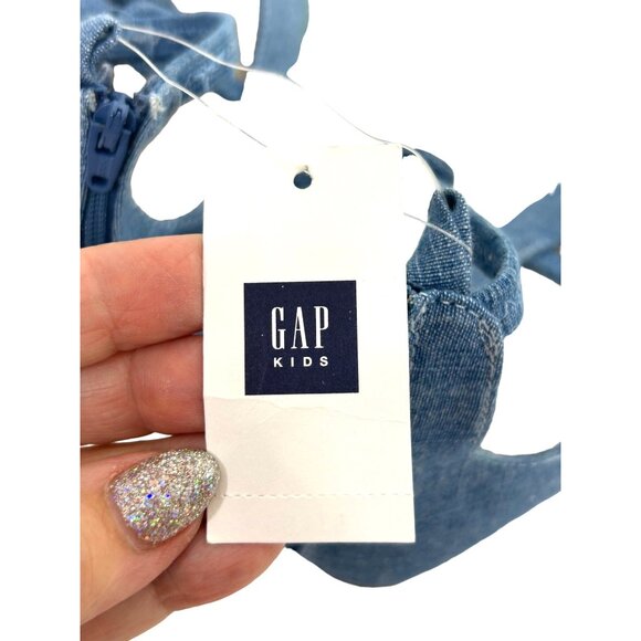 Gap Kids Girls Blue Fabric Chambray Shoes 13 Knot Bows Ankle Strap Zip Party - Picture 9 of 13